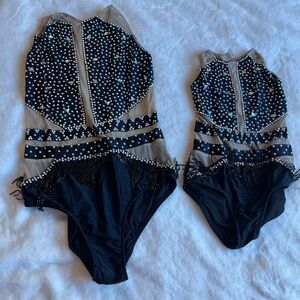Glamour Costumes Black Nude Rhinestone Dance Costume Child LC